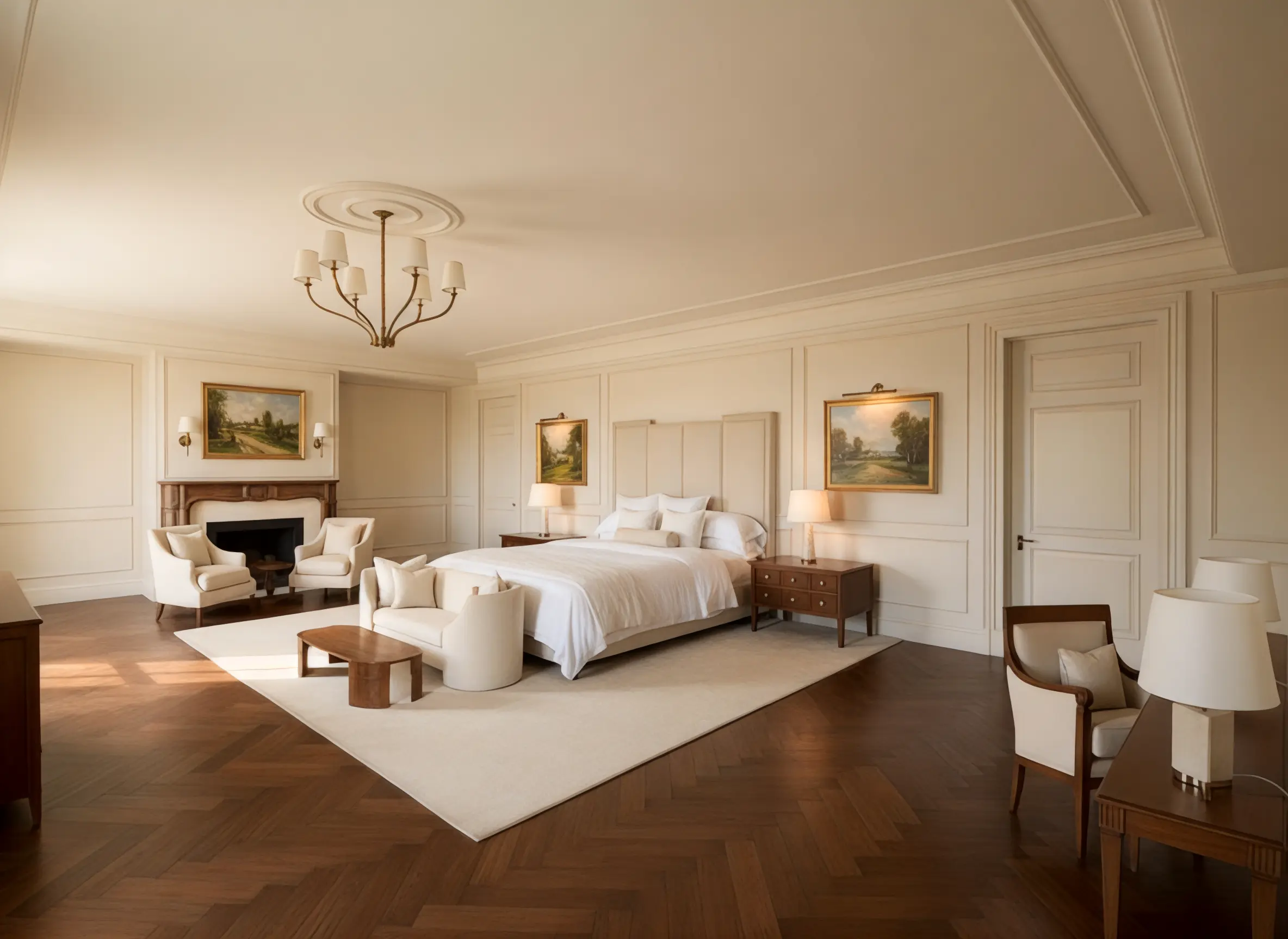 An architect's initial black and white sketch of a modern living room.